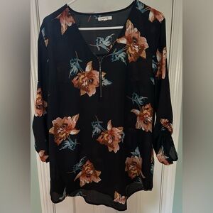 Maurices Black Floral Blouse